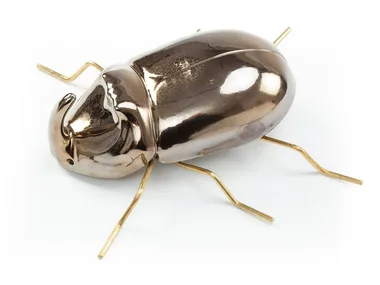 RHINOCEROS BEETLE Gold - Contemporary style ceramic decorative object _ Mambo Unlimited Ideas